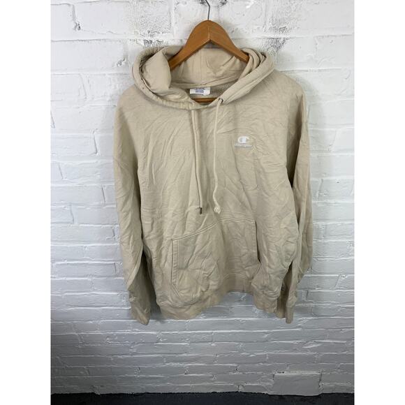 Champion Tops - Champion Men's Fleece Pullover Hoodie Long Sleeve Pebblestone Size L